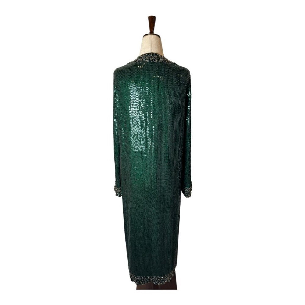 Haute Hippie Emerald Sequin Long Cape - Picture 4 of 15